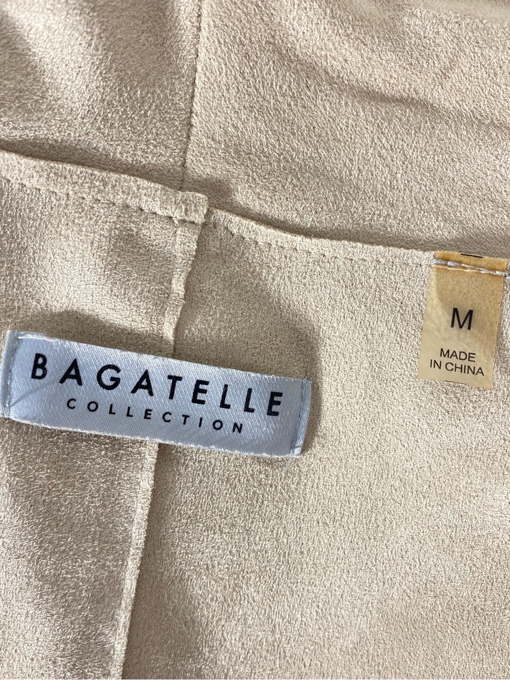 Bagatelle Tan Taupe Faux Suede Drape Front Open Jacket M Boho Y2K - Picture 3 of 15